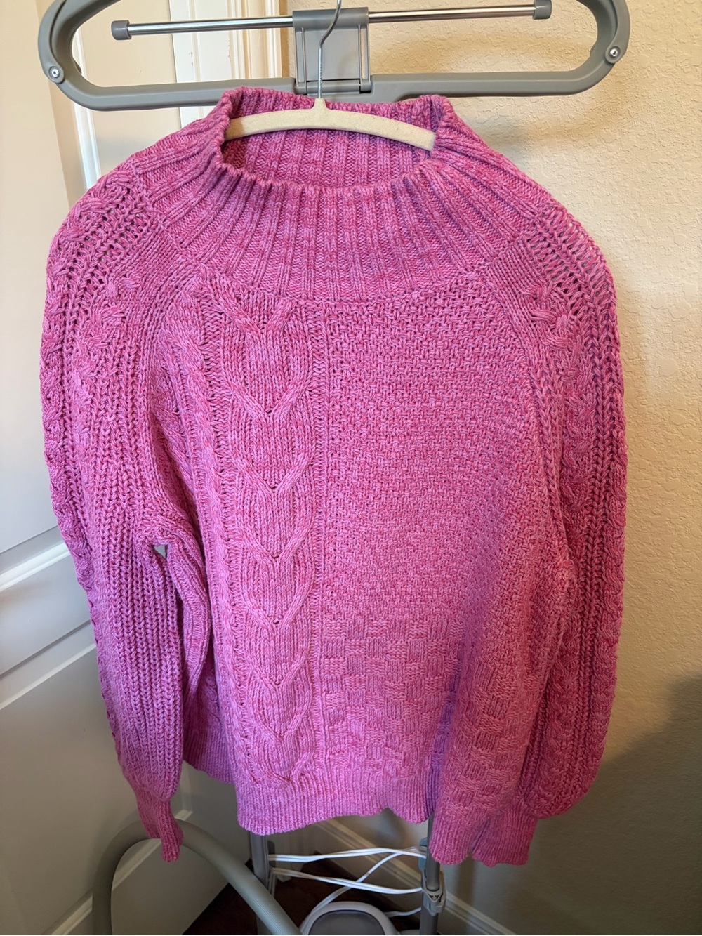 Sundance Pink Cable-Knit Turtleneck Sweater